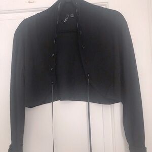 Cropped shrug cardigan with ribbon detail